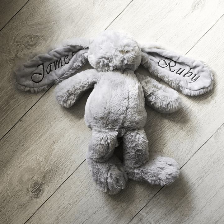 Knuffel borduren naam │Konijn Grijs