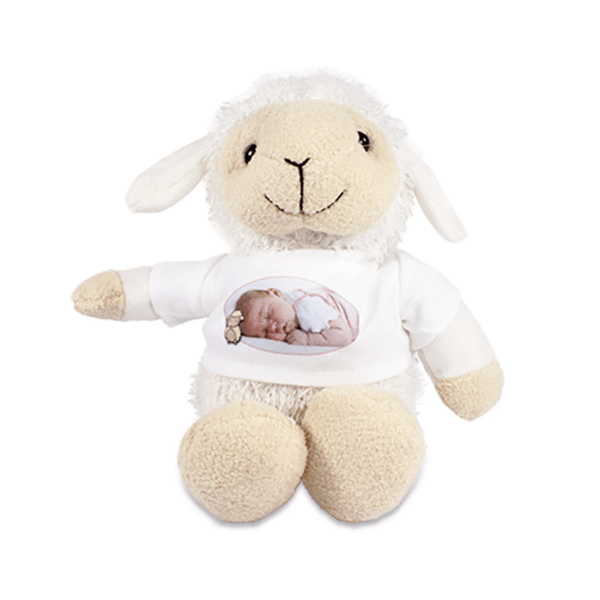 Knuffel met shirt te bedrukken-schaap Knuffel met shirt te bedrukken-schaap
